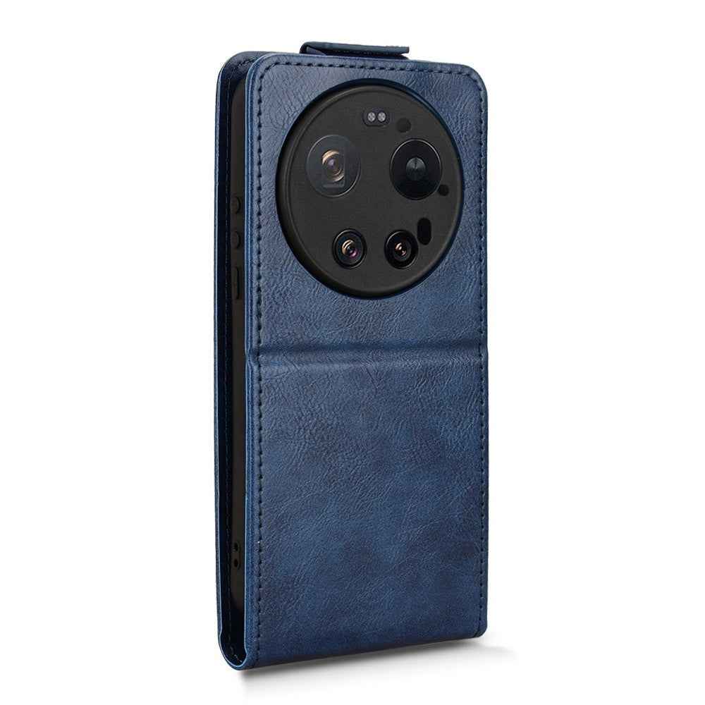 For Xiaomi 17 Ultra 5G Stand Case Magnetic Clasp Vertical Flip Leather Phone Cover with Card Holder - Dark Blue