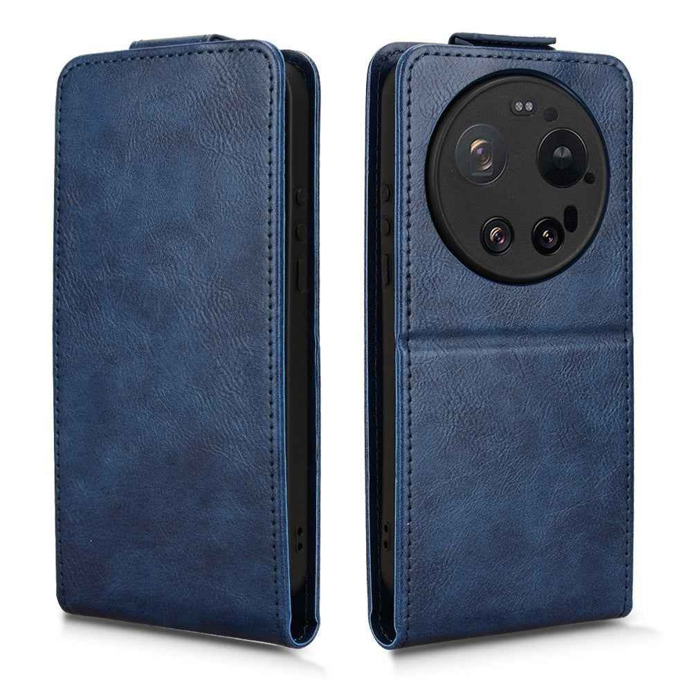 For Xiaomi 17 Ultra 5G Stand Case Magnetic Clasp Vertical Flip Leather Phone Cover with Card Holder - Dark Blue
