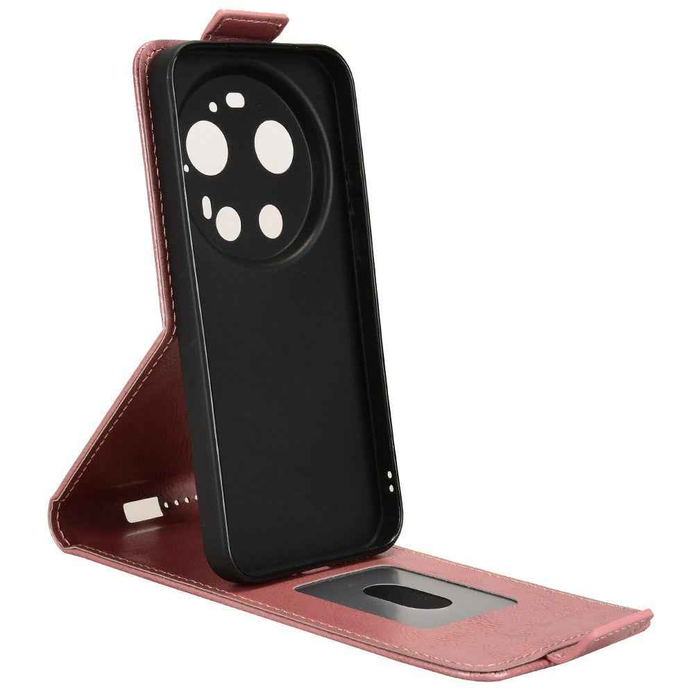 For Xiaomi 17 Ultra 5G Stand Case Magnetic Clasp Vertical Flip Leather Phone Cover with Card Holder - Rose Gold