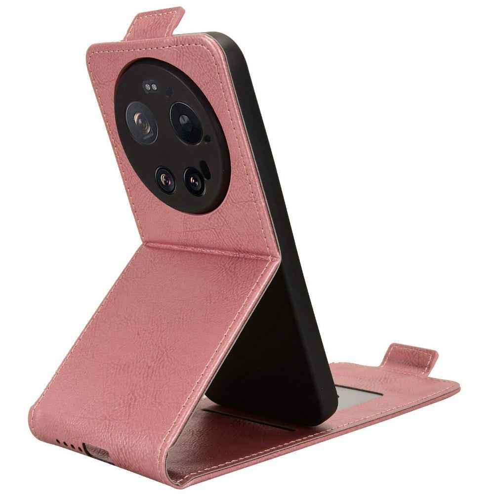 For Xiaomi 17 Ultra 5G Stand Case Magnetic Clasp Vertical Flip Leather Phone Cover with Card Holder - Rose Gold