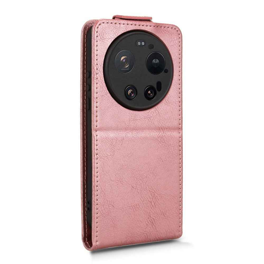 For Xiaomi 17 Ultra 5G Stand Case Magnetic Clasp Vertical Flip Leather Phone Cover with Card Holder - Rose Gold
