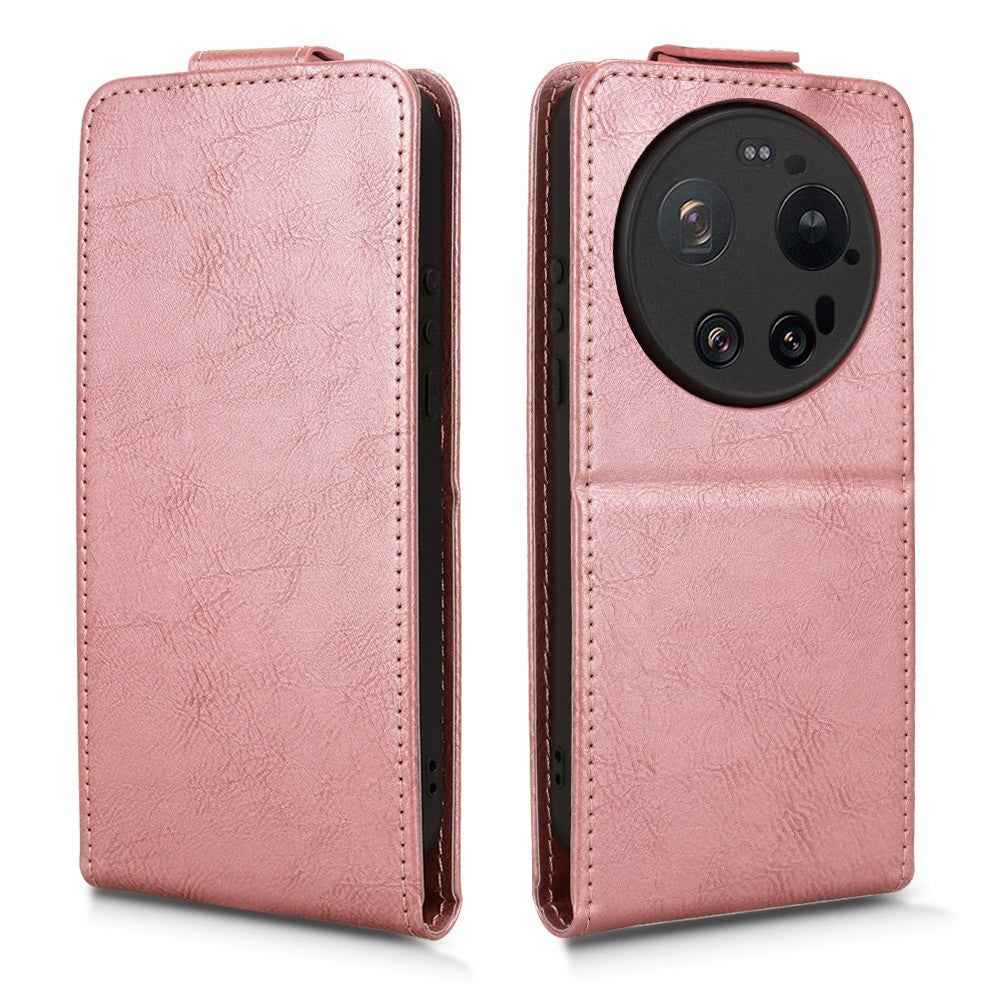 For Xiaomi 17 Ultra 5G Stand Case Magnetic Clasp Vertical Flip Leather Phone Cover with Card Holder - Rose Gold