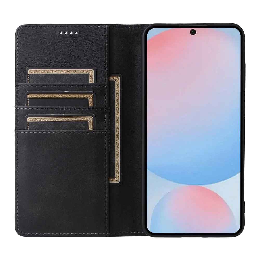 For Samsung Galaxy A57 5G Case RFID Blocking PU Leather Phone Wallet Cover - Black