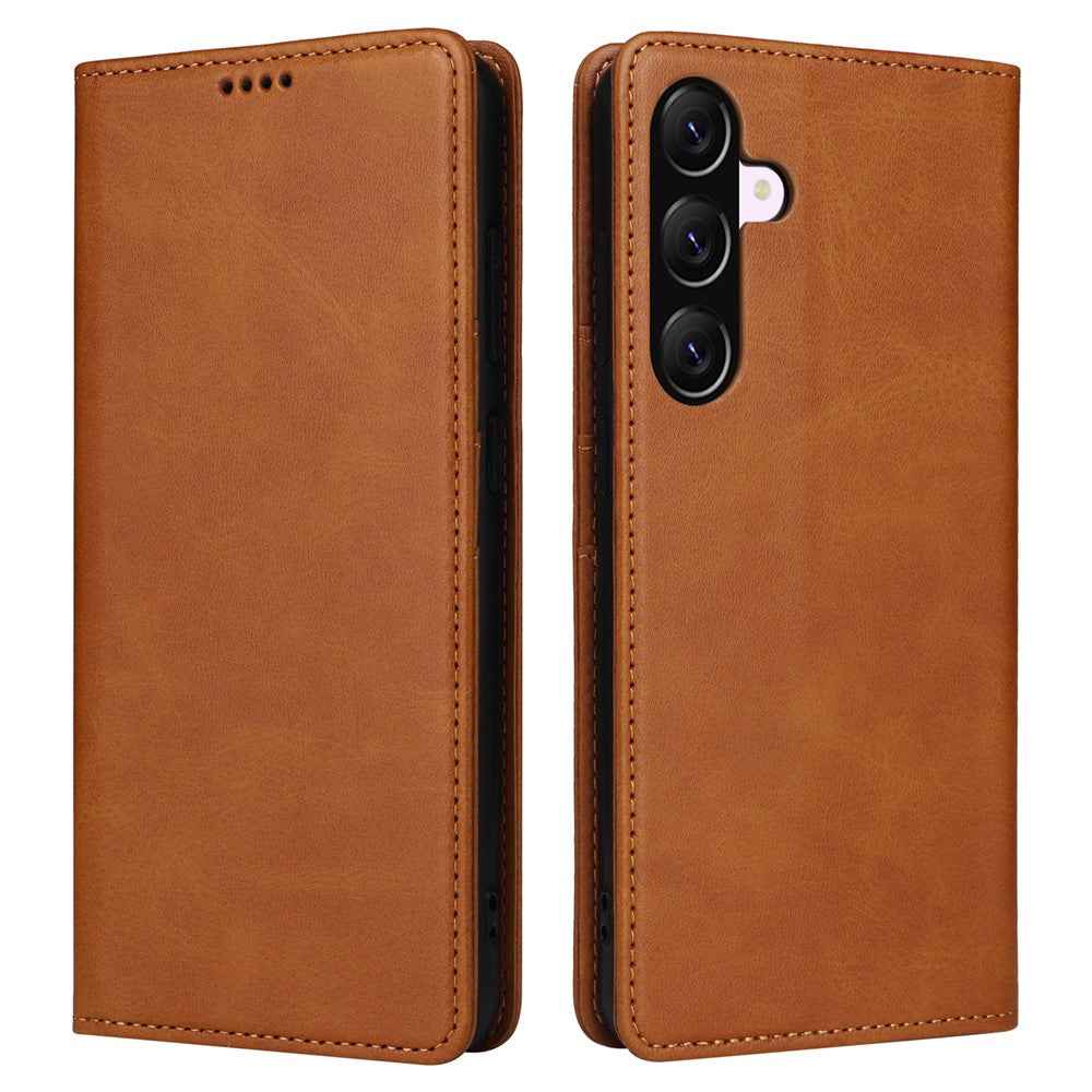 For Samsung Galaxy A57 5G Case RFID Blocking PU Leather Phone Wallet Cover - Brown