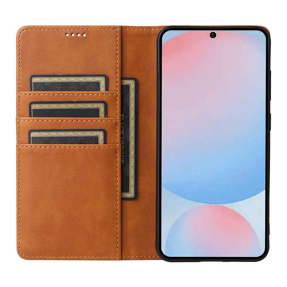 For Samsung Galaxy A57 5G Case RFID Blocking PU Leather Phone Wallet Cover - Brown