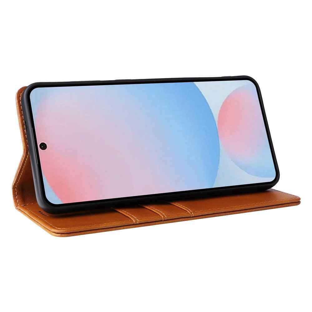 For Samsung Galaxy A57 5G Case RFID Blocking PU Leather Phone Wallet Cover - Brown