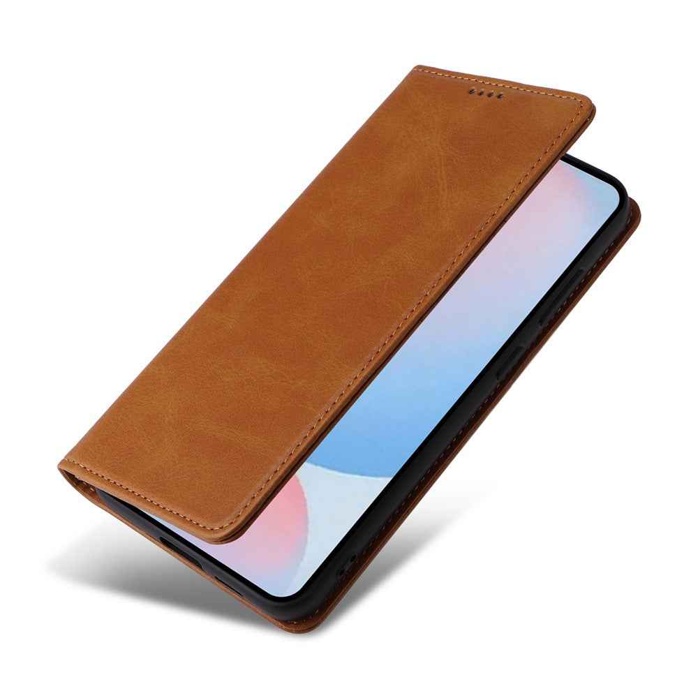 For Samsung Galaxy A57 5G Case RFID Blocking PU Leather Phone Wallet Cover - Brown