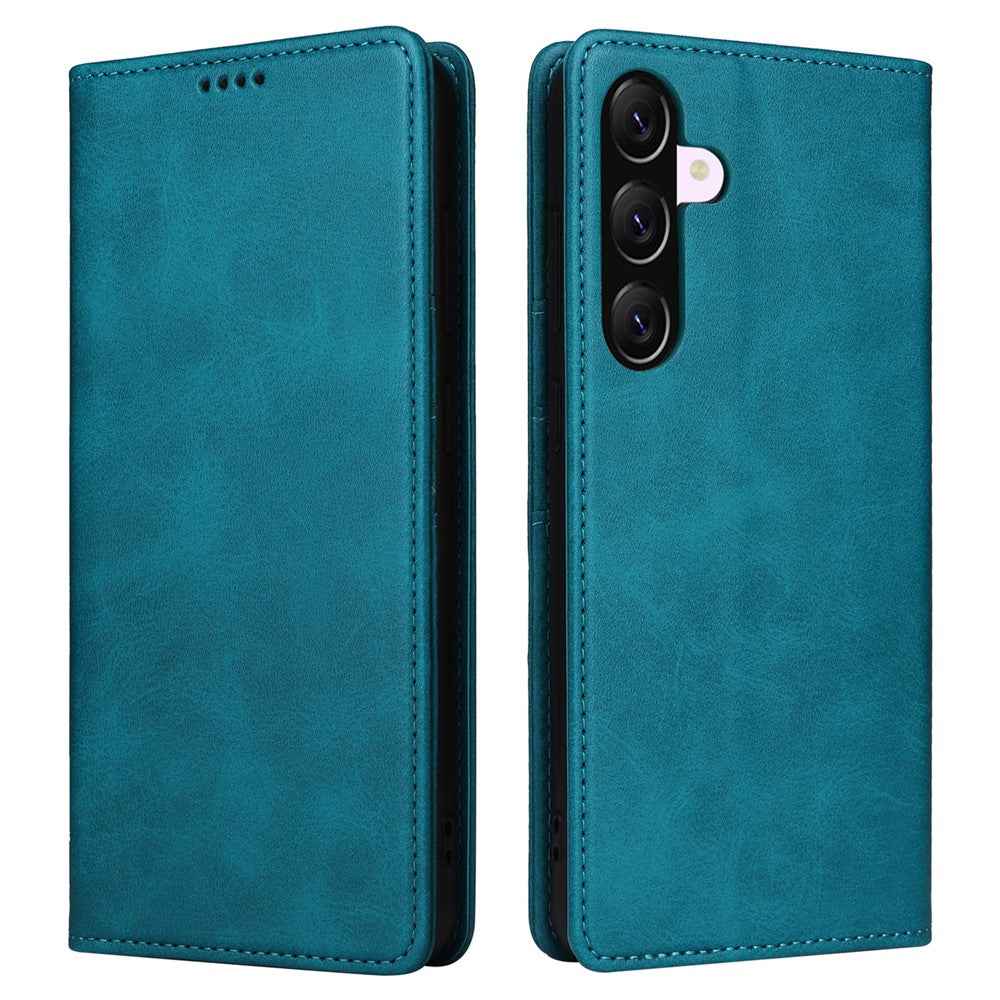 For Samsung Galaxy A57 5G Case RFID Blocking PU Leather Phone Wallet Cover - Peacock Blue