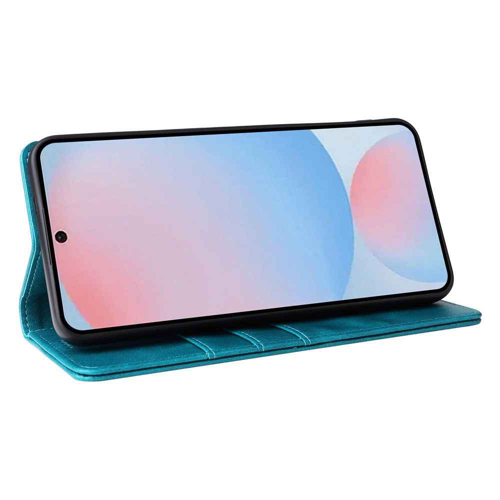 For Samsung Galaxy A57 5G Case RFID Blocking PU Leather Phone Wallet Cover - Peacock Blue