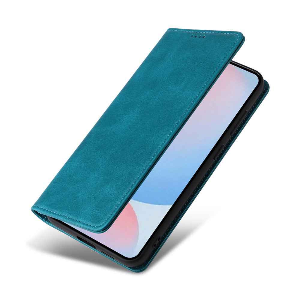 For Samsung Galaxy A57 5G Case RFID Blocking PU Leather Phone Wallet Cover - Peacock Blue