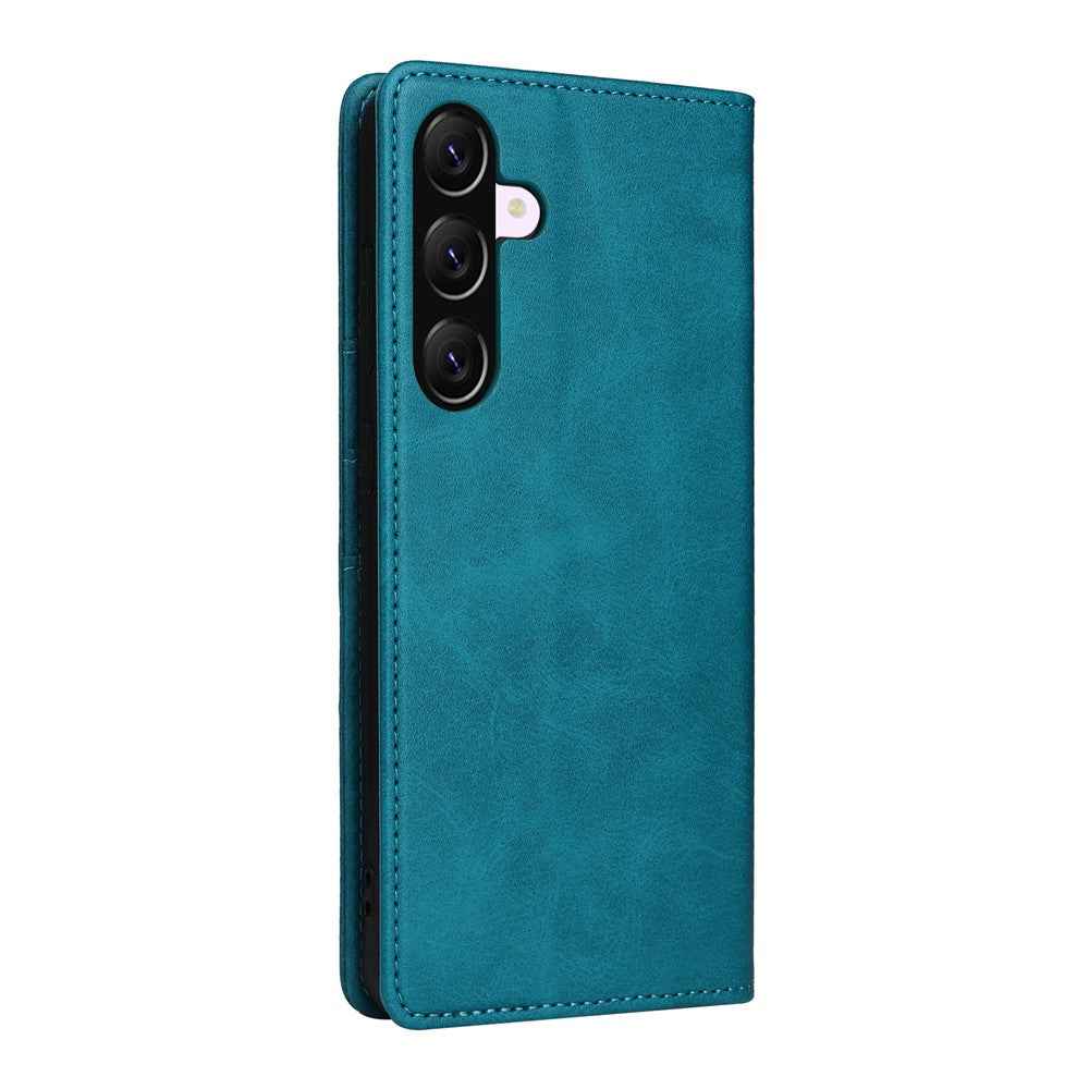 For Samsung Galaxy A57 5G Case RFID Blocking PU Leather Phone Wallet Cover - Peacock Blue