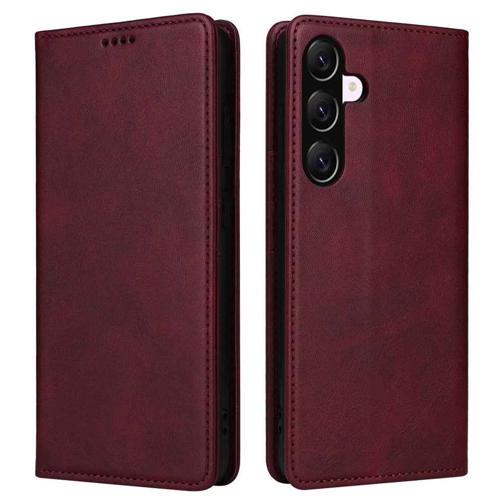 For Samsung Galaxy A57 5G Case RFID Blocking PU Leather Phone Wallet Cover - Wine Red