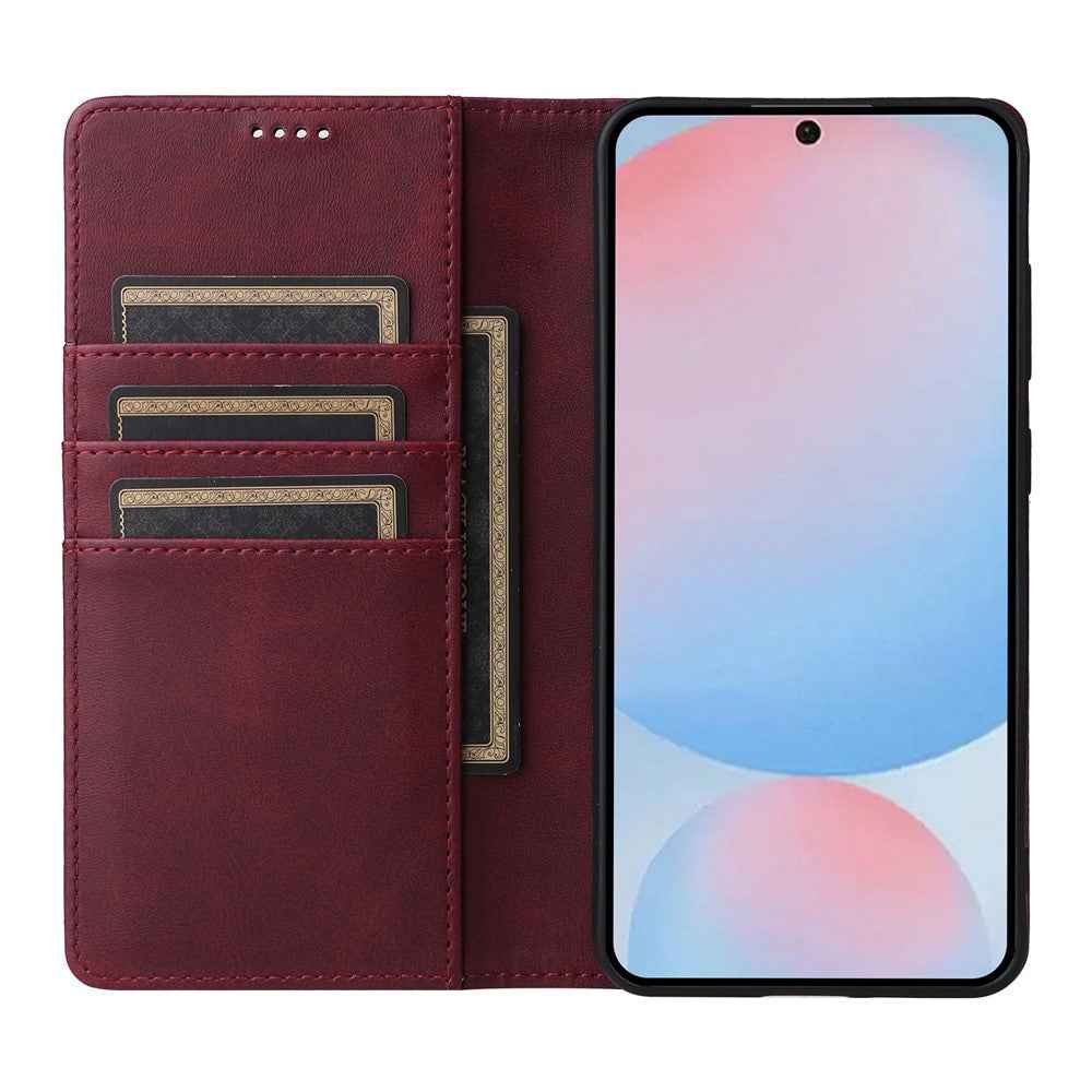 For Samsung Galaxy A57 5G Case RFID Blocking PU Leather Phone Wallet Cover - Wine Red