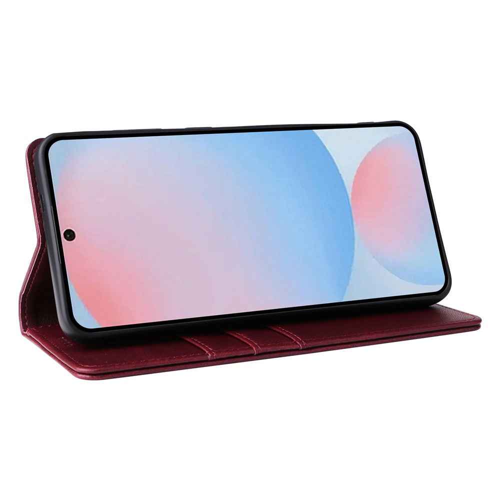 For Samsung Galaxy A57 5G Case RFID Blocking PU Leather Phone Wallet Cover - Wine Red