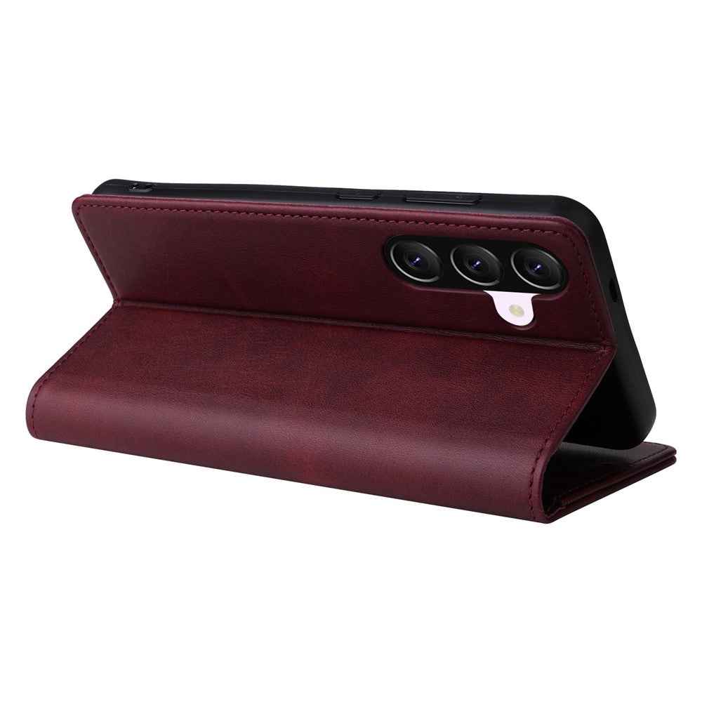 For Samsung Galaxy A57 5G Case RFID Blocking PU Leather Phone Wallet Cover - Wine Red