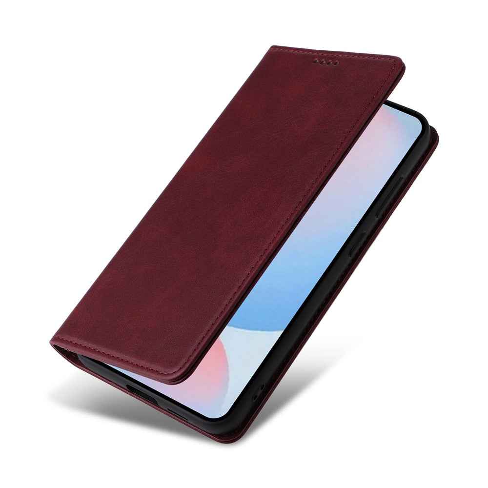 For Samsung Galaxy A57 5G Case RFID Blocking PU Leather Phone Wallet Cover - Wine Red