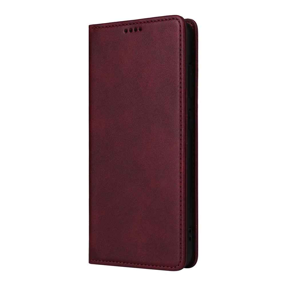 For Samsung Galaxy A57 5G Case RFID Blocking PU Leather Phone Wallet Cover - Wine Red