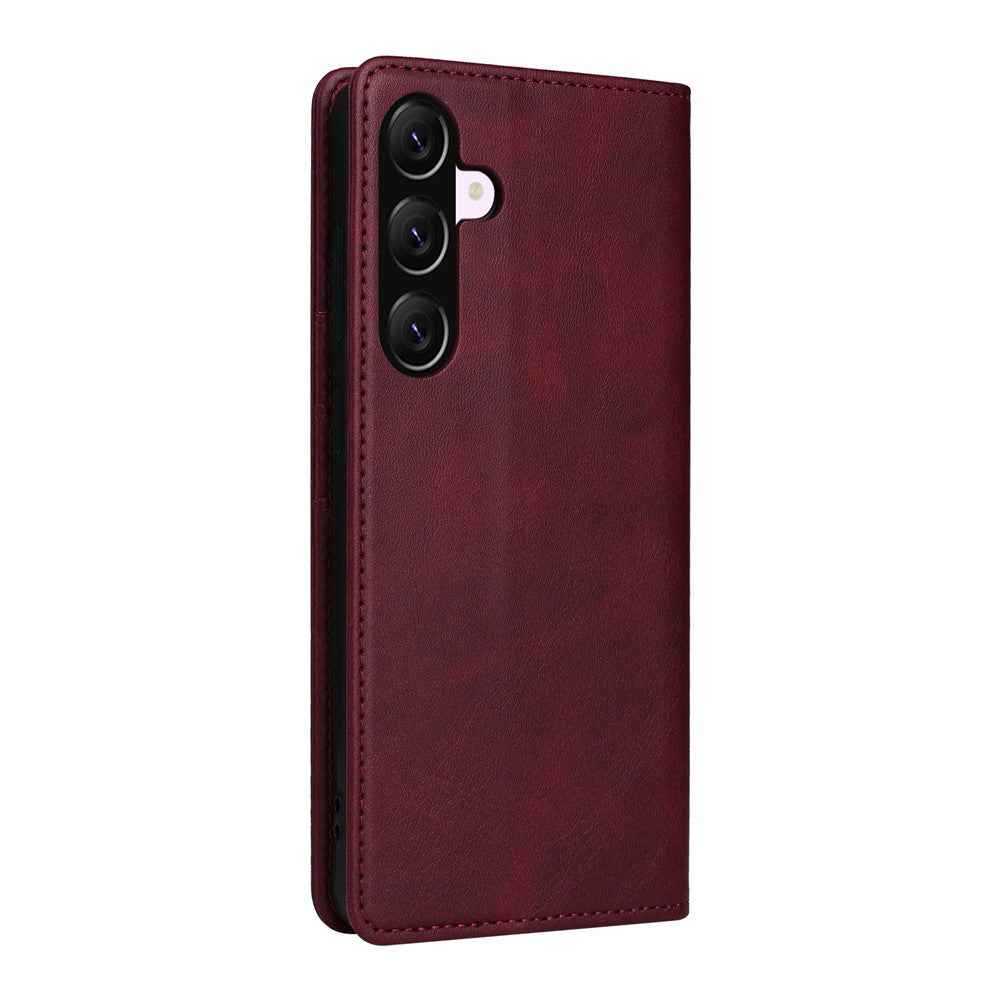 For Samsung Galaxy A57 5G Case RFID Blocking PU Leather Phone Wallet Cover - Wine Red