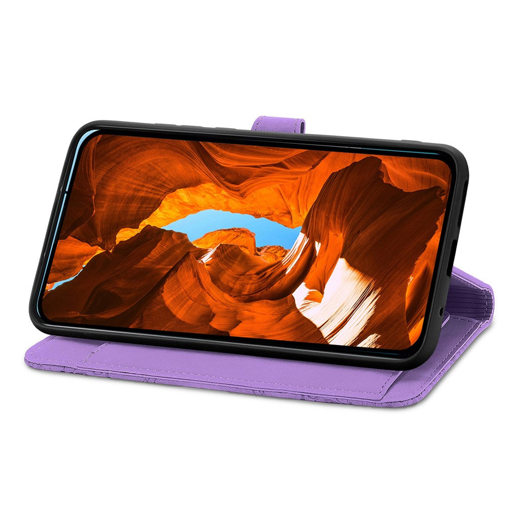 Phone Case For Xiaomi Poco M8 5G / Redmi Note 15 5G (Global) / 15 4G (Global) Zipper Wallet with Strap Flower Imprint PU Leather Phone Cover - Purple