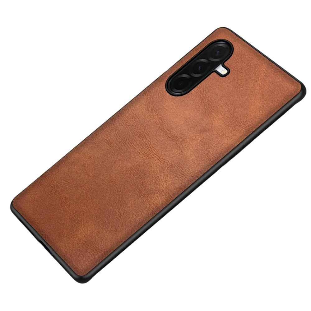 For Samsung Galaxy A57 5G Case Retro Leather Coated PC + TPU Phone Cover - Brown