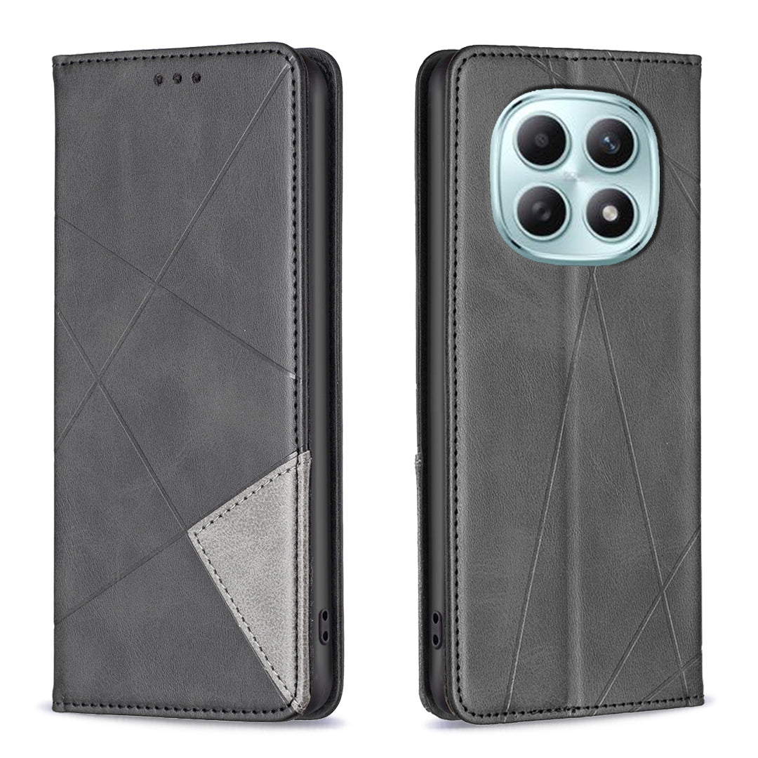 For Xiaomi Poco M8 5G / Redmi Note 15 5G (Global) / 15 4G (Global) Case Card Slots Geometry Imprint Leather Phone Cover - Black