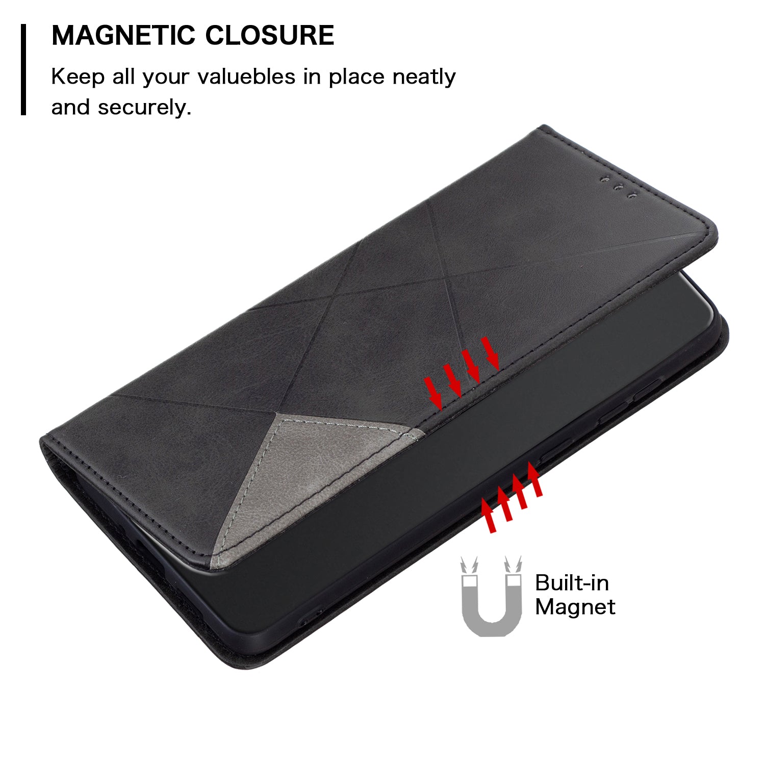 For Xiaomi Poco M8 5G / Redmi Note 15 5G (Global) / 15 4G (Global) Case Card Slots Geometry Imprint Leather Phone Cover - Black