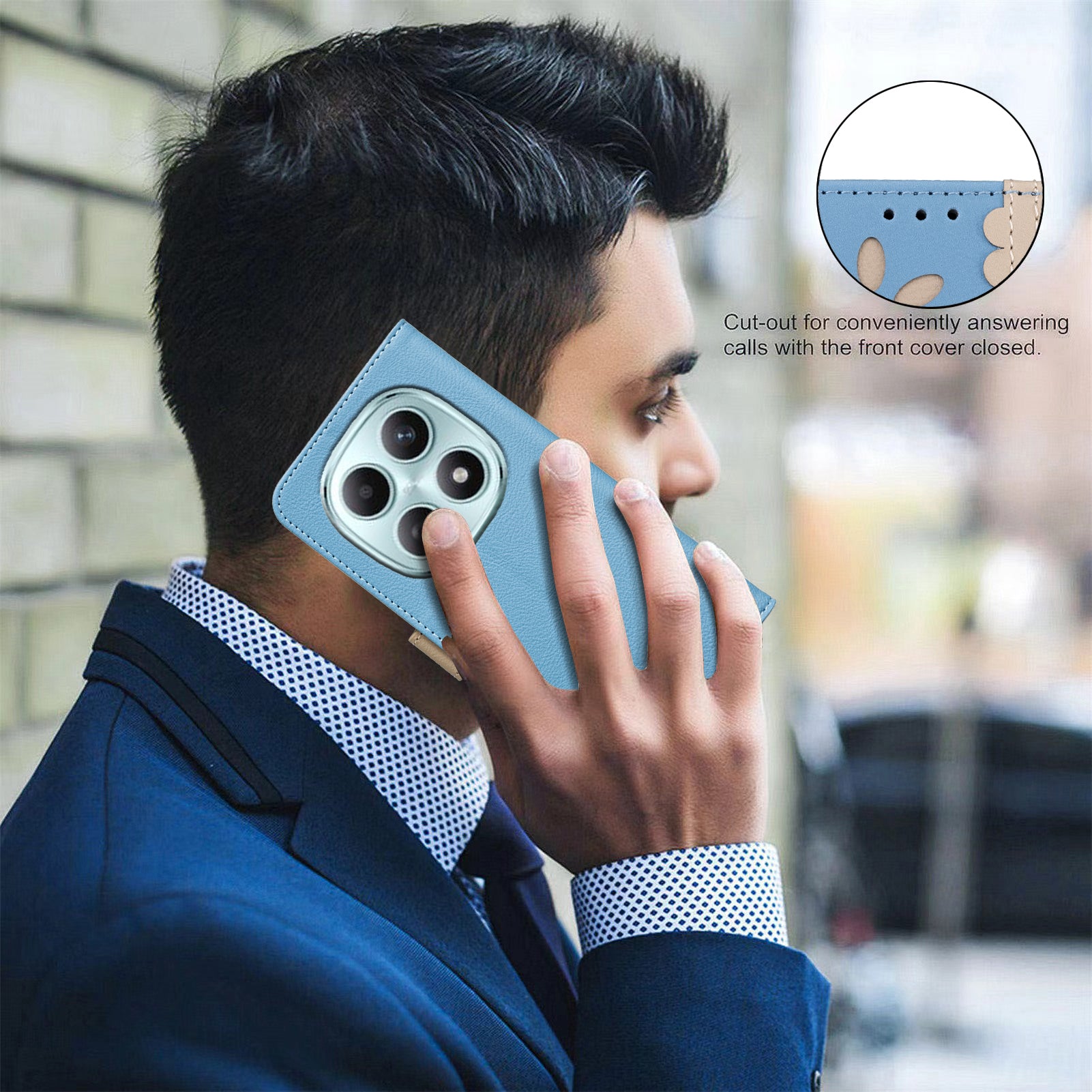 For Xiaomi Poco M8 5G / Redmi Note 15 5G (Global) / 15 4G (Global) Leather Case BINFEN COLOR BF36 Floral Pattern Phone Cover RFID Blocking Wallet Stand - Baby Blue