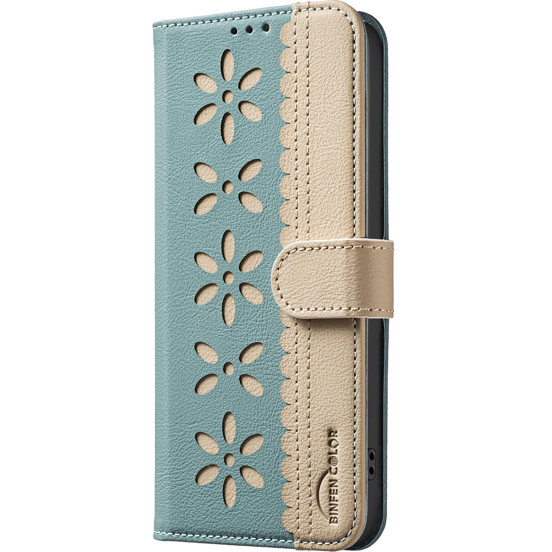 For Xiaomi Poco M8 5G / Redmi Note 15 5G (Global) / 15 4G (Global) Leather Case BINFEN COLOR BF36 Floral Pattern Phone Cover RFID Blocking Wallet Stand - Green