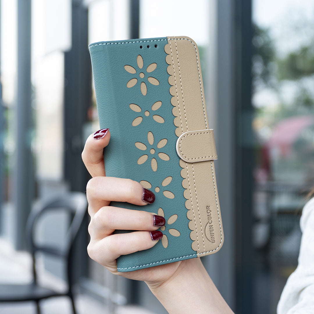For Xiaomi Poco M8 5G / Redmi Note 15 5G (Global) / 15 4G (Global) Leather Case BINFEN COLOR BF36 Floral Pattern Phone Cover RFID Blocking Wallet Stand - Green
