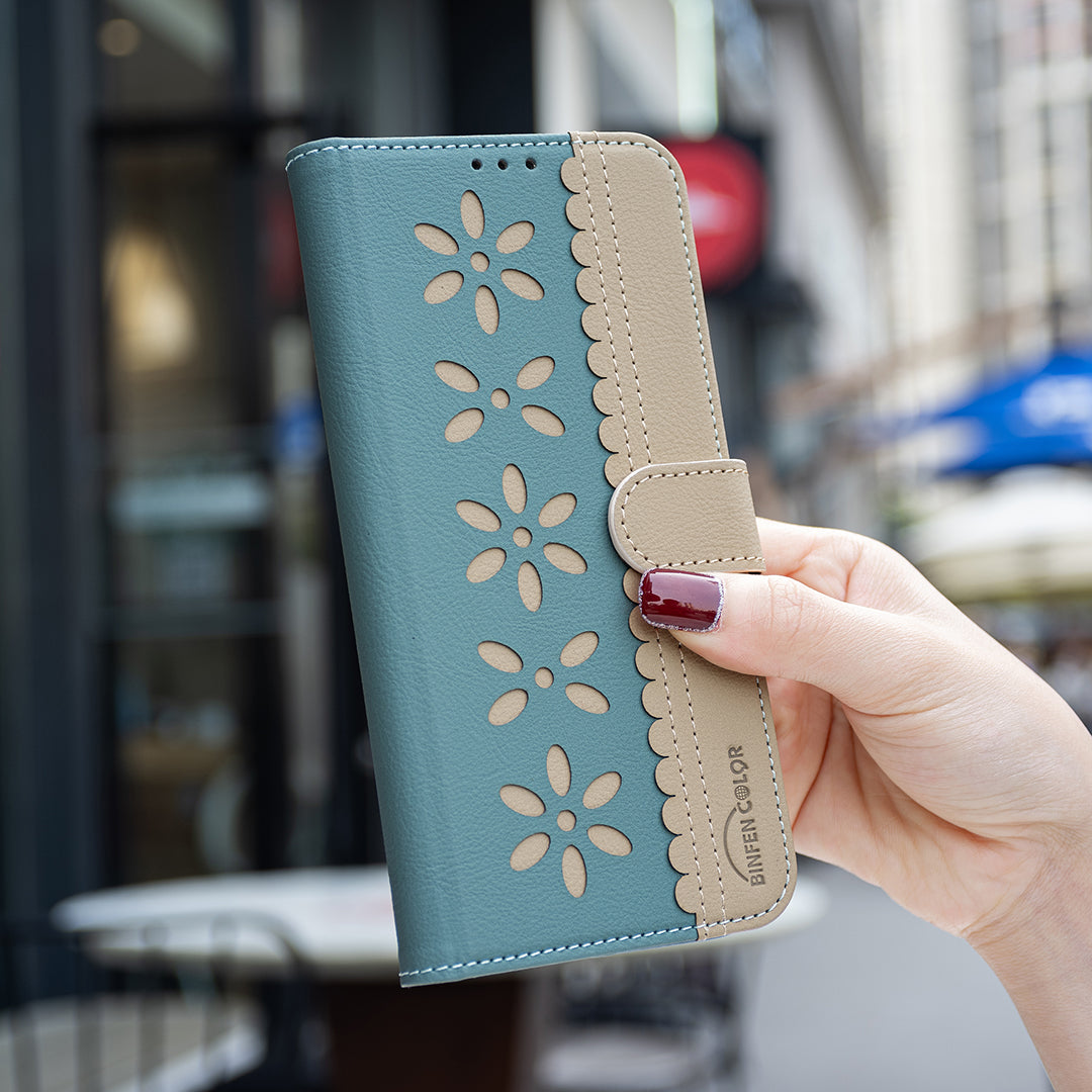 For Xiaomi Poco M8 5G / Redmi Note 15 5G (Global) / 15 4G (Global) Leather Case BINFEN COLOR BF36 Floral Pattern Phone Cover RFID Blocking Wallet Stand - Green