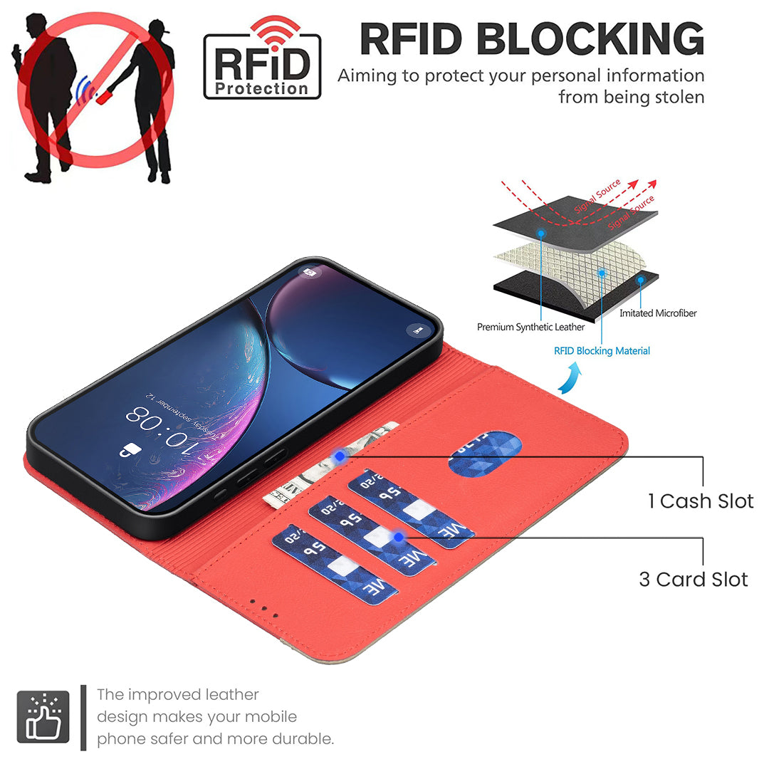 For Xiaomi Poco M8 5G / Redmi Note 15 5G (Global) / 15 4G (Global) Leather Case BINFEN COLOR BF36 Floral Pattern Phone Cover RFID Blocking Wallet Stand - Red