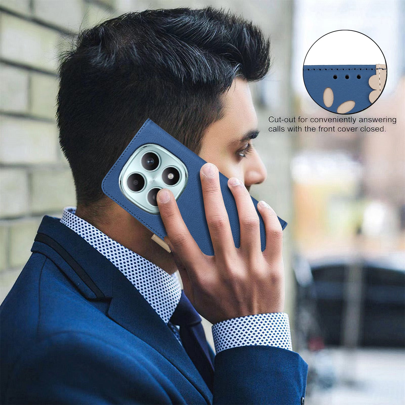 For Xiaomi Poco M8 5G / Redmi Note 15 5G (Global) / 15 4G (Global) Leather Case BINFEN COLOR BF36 Floral Pattern Phone Cover RFID Blocking Wallet Stand - Dark Blue