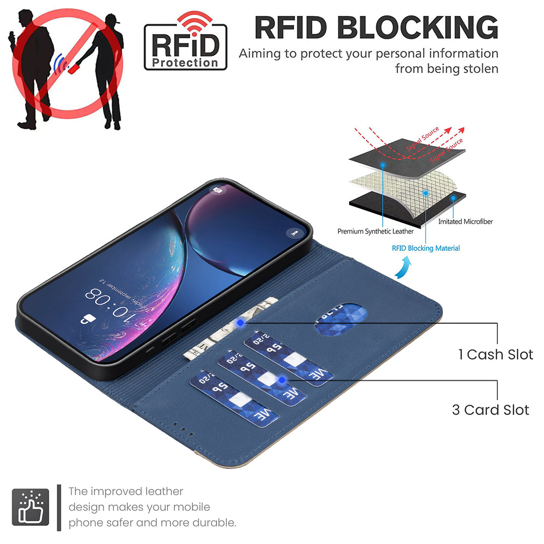 For Xiaomi Poco M8 5G / Redmi Note 15 5G (Global) / 15 4G (Global) Leather Case BINFEN COLOR BF36 Floral Pattern Phone Cover RFID Blocking Wallet Stand - Dark Blue