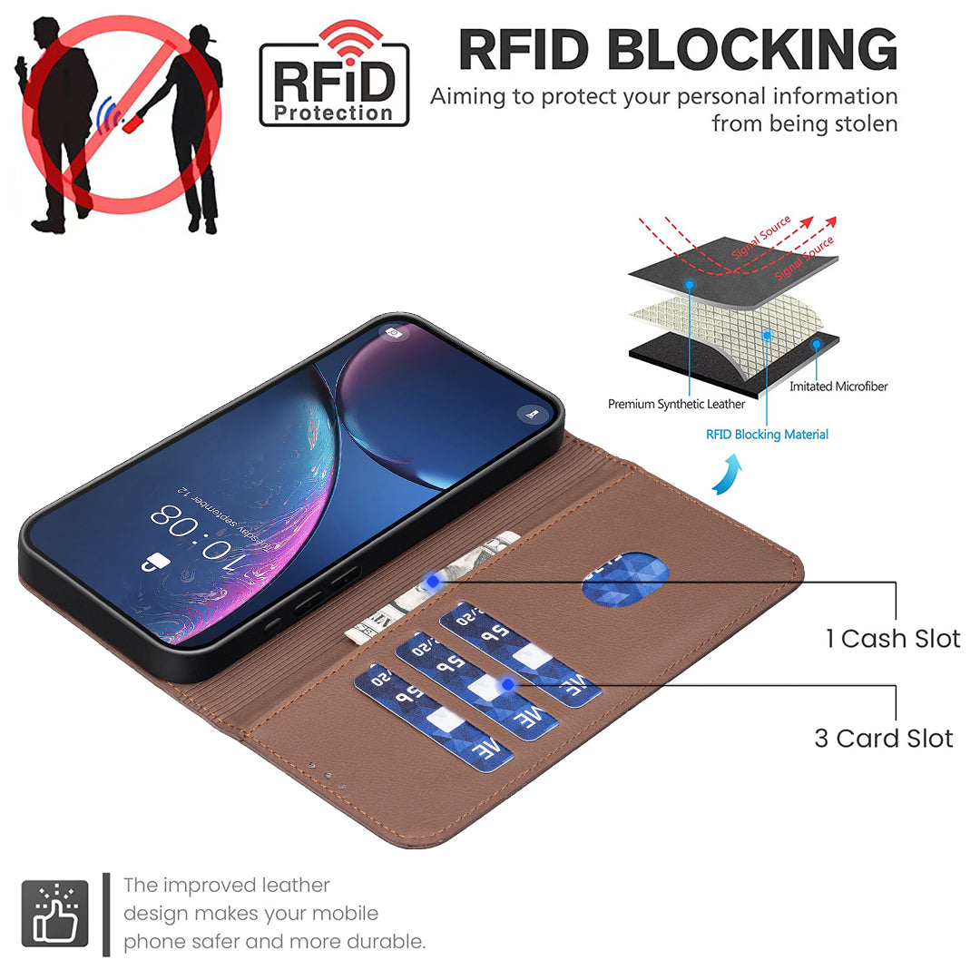 For Xiaomi Poco M8 5G / Redmi Note 15 5G (Global) / 15 4G (Global) Case BINFEN COLOR BF35 Geometry Imprinted Leather Phone Cover RFID Blocking Wallet Stand - Brown