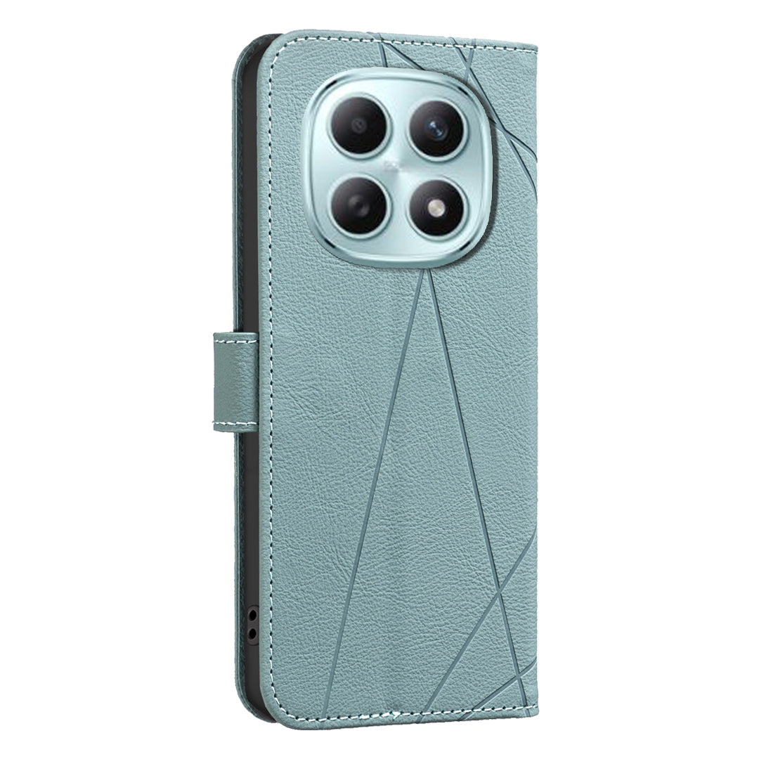 For Xiaomi Poco M8 5G / Redmi Note 15 5G (Global) / 15 4G (Global) Case BINFEN COLOR BF35 Geometry Imprinted Leather Phone Cover RFID Blocking Wallet Stand - Green