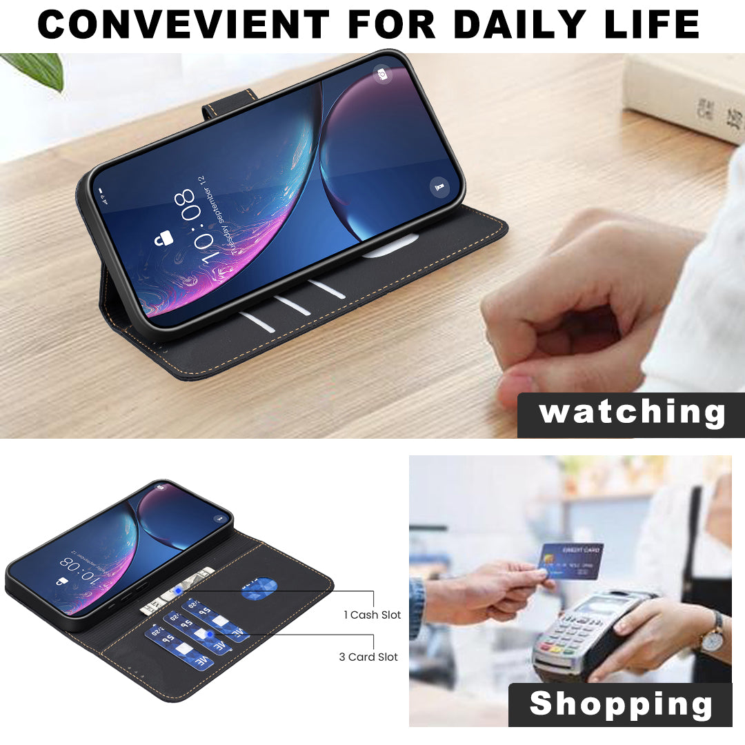 For Xiaomi Poco M8 5G / Redmi Note 15 5G (Global) / 15 4G (Global) Case BINFEN COLOR BF35 Geometry Imprinted Leather Phone Cover RFID Blocking Wallet Stand - Black