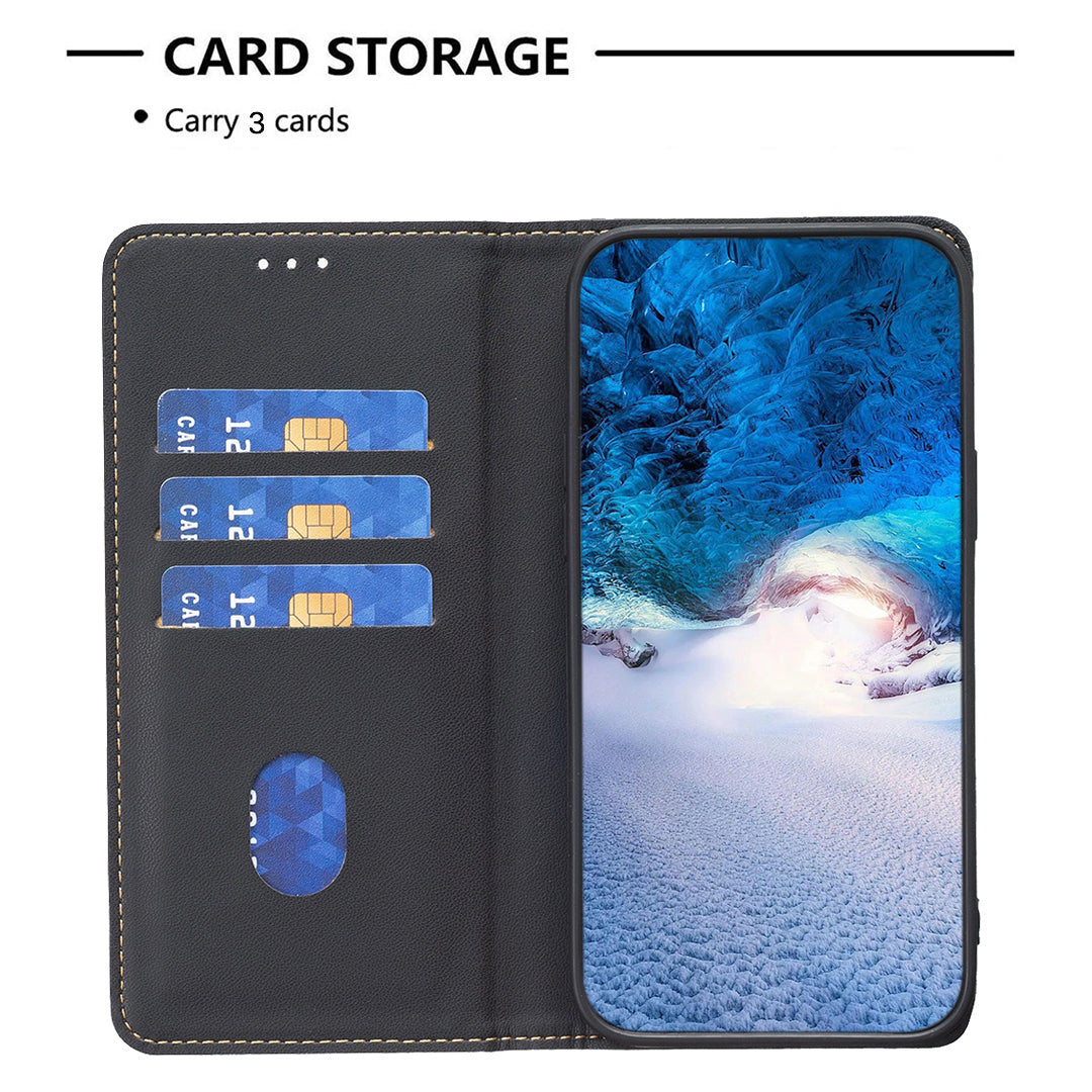 For Xiaomi Poco M8 5G / Redmi Note 15 5G (Global) / 15 4G (Global) Leather Case BINFEN COLOR BF18 Phone Stand Cover with Card Slots - Black
