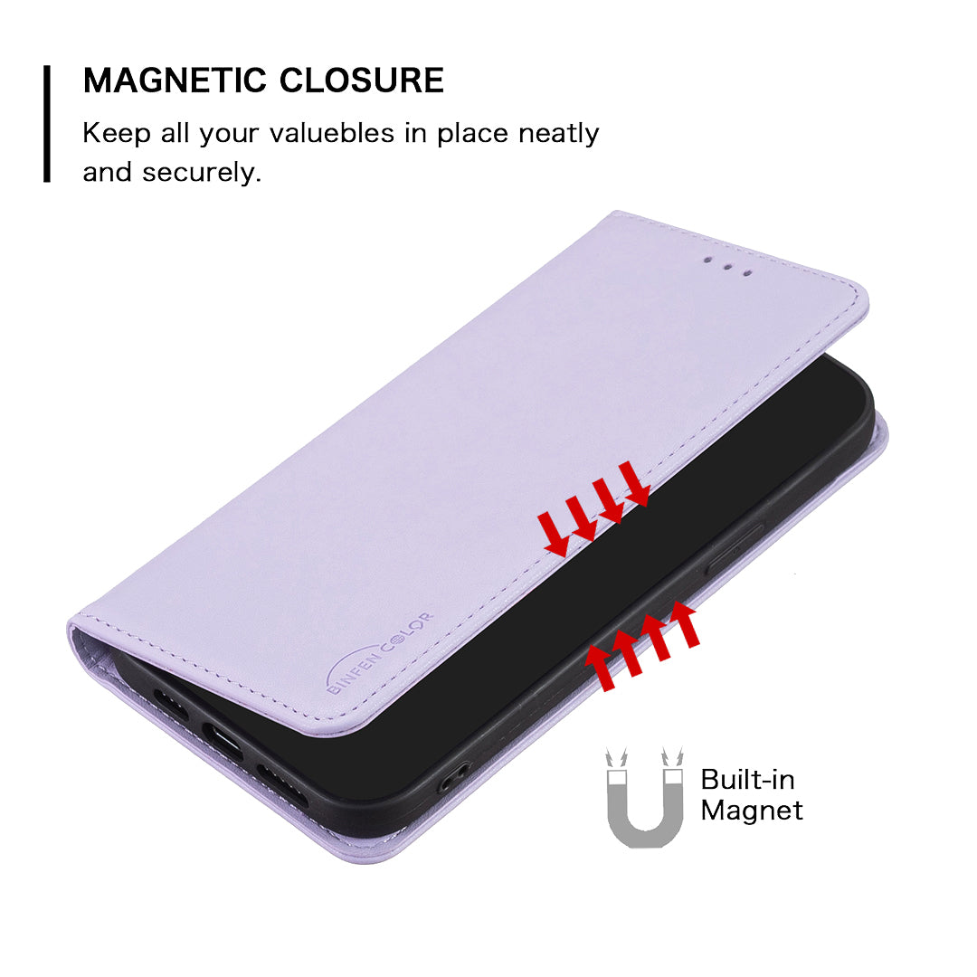 For Xiaomi Poco M8 5G / Redmi Note 15 5G (Global) / 15 4G (Global) Leather Case BINFEN COLOR BF18 Phone Stand Cover with Card Slots - Purple