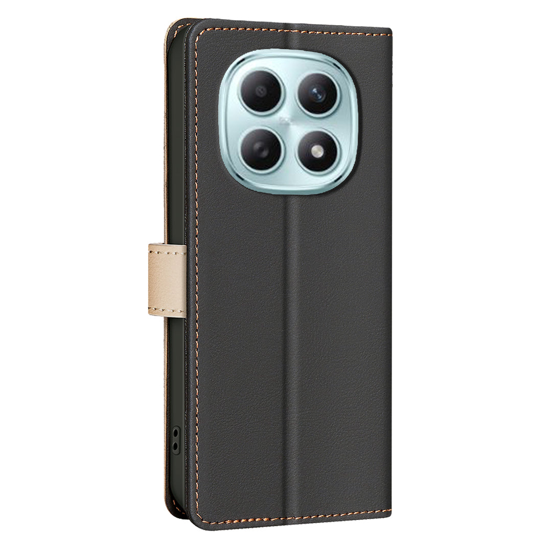 For Xiaomi Poco M8 5G / Redmi Note 15 5G (Global) / 15 4G (Global) Leather Case BINFEN COLOR Splicing Color RFID Blocking Wallet Stand Phone Cover - Black