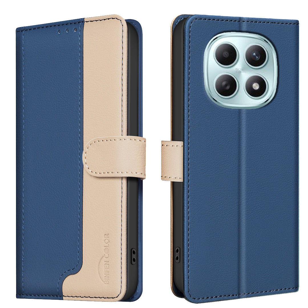 For Xiaomi Poco M8 5G / Redmi Note 15 5G (Global) / 15 4G (Global) Leather Case BINFEN COLOR Splicing Color RFID Blocking Wallet Stand Phone Cover - Blue