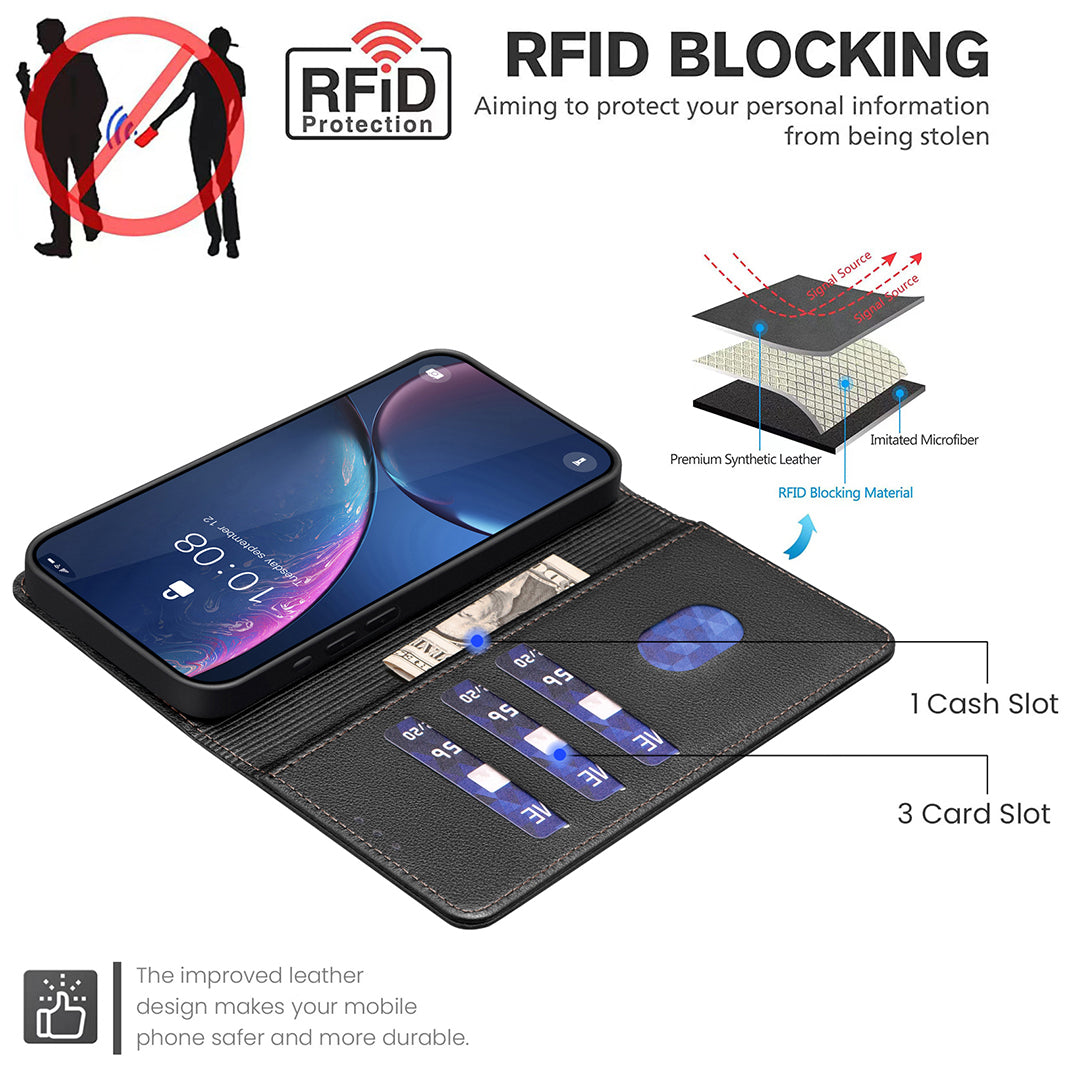 For Xiaomi Poco M8 5G / Redmi Note 15 5G (Global) / 15 4G (Global) Leather Case BINFEN COLOR BF32 Wallet RFID Blocking Phone Cover - Black
