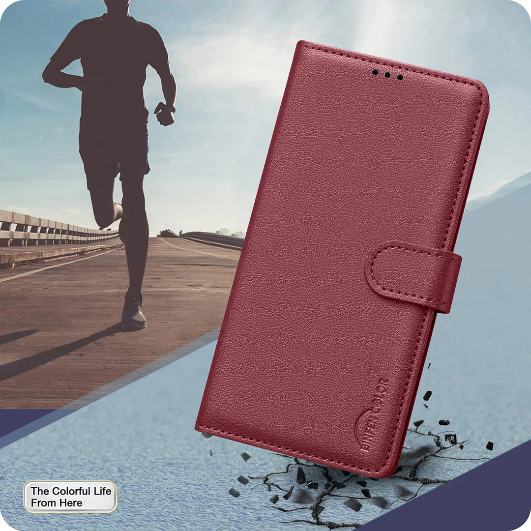 For Xiaomi Poco M8 5G / Redmi Note 15 5G (Global) / 15 4G (Global) Leather Case BINFEN COLOR BF32 Wallet RFID Blocking Phone Cover - Red