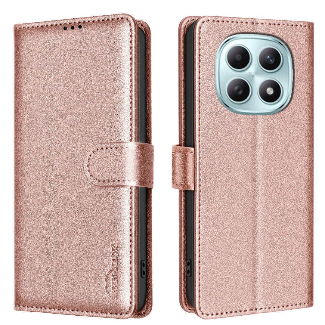 For Xiaomi Poco M8 5G / Redmi Note 15 5G (Global) / 15 4G (Global) Leather Case BINFEN COLOR BF32 Wallet RFID Blocking Phone Cover - Rose Gold