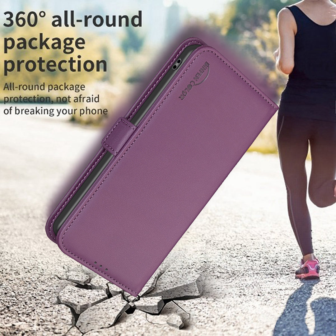 For Xiaomi Poco M8 5G / Redmi Note 15 5G (Global) / 15 4G (Global) Case BINFEN COLOR BF31 PU Leather Flip Folio Phone Wallet Cover - Dark Purple