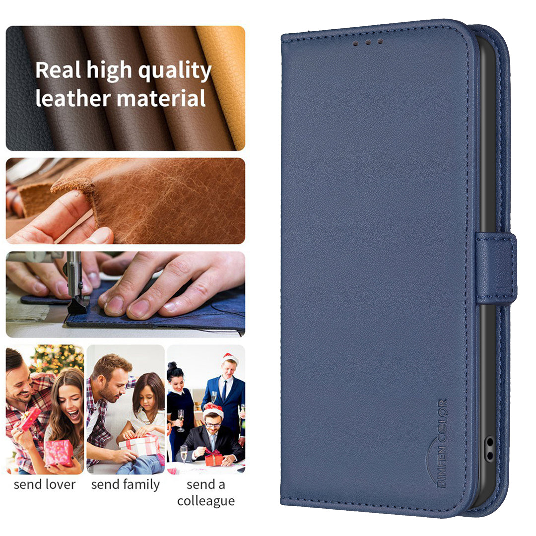 For Xiaomi Poco M8 5G / Redmi Note 15 5G (Global) / 15 4G (Global) Case BINFEN COLOR BF31 PU Leather Flip Folio Phone Wallet Cover - Blue