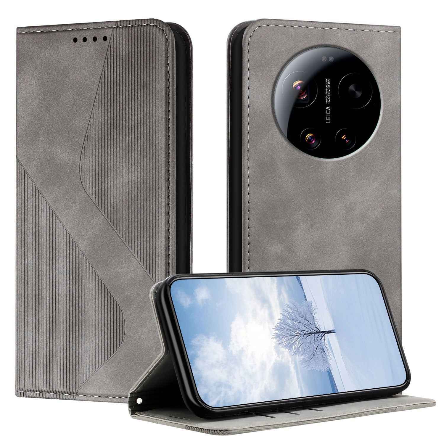 For Xiaomi 17 Ultra 5G Phone Cover Skin-touch Feel Leather Wallet Case with Stand - Grey