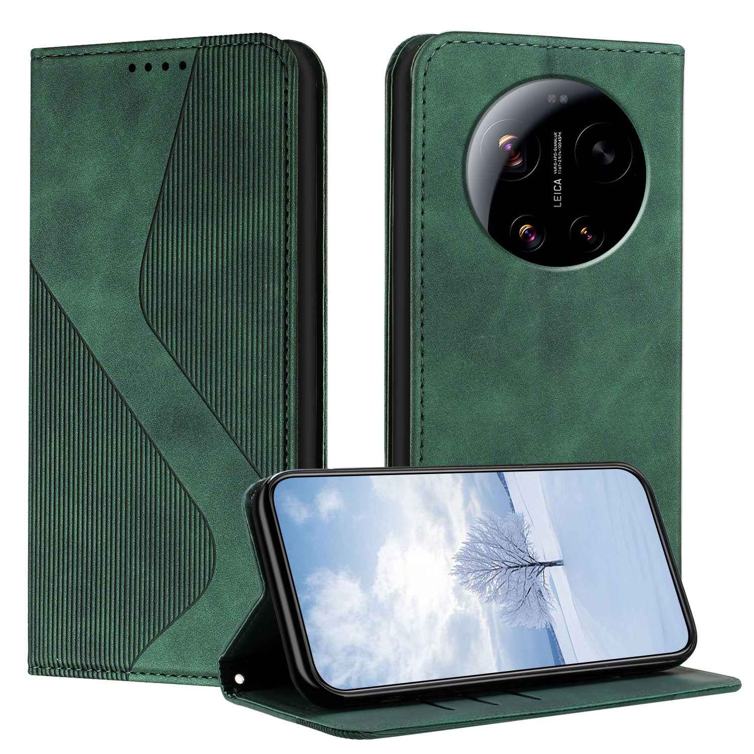 For Xiaomi 17 Ultra 5G Phone Cover Skin-touch Feel Leather Wallet Case with Stand - Green