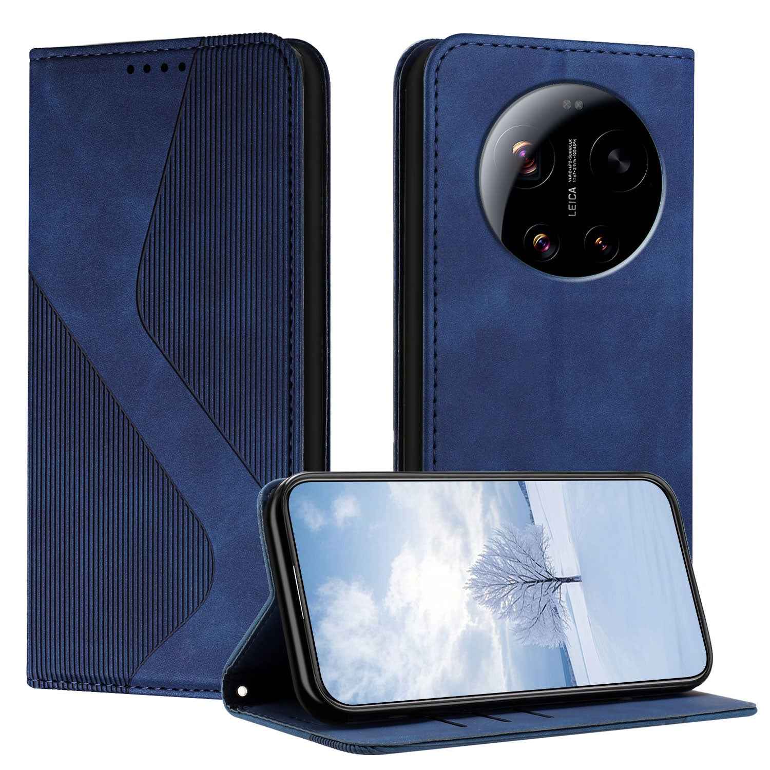 For Xiaomi 17 Ultra 5G Phone Cover Skin-touch Feel Leather Wallet Case with Stand - Blue