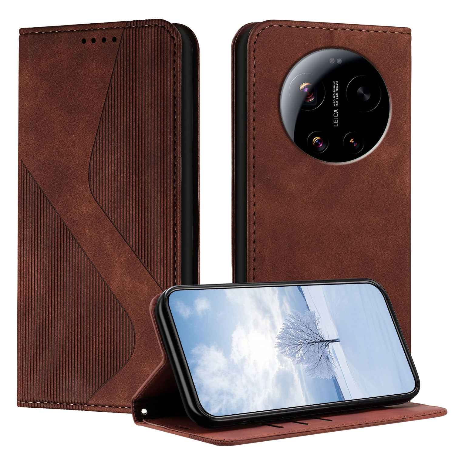 For Xiaomi 17 Ultra 5G Phone Cover Skin-touch Feel Leather Wallet Case with Stand - Brown