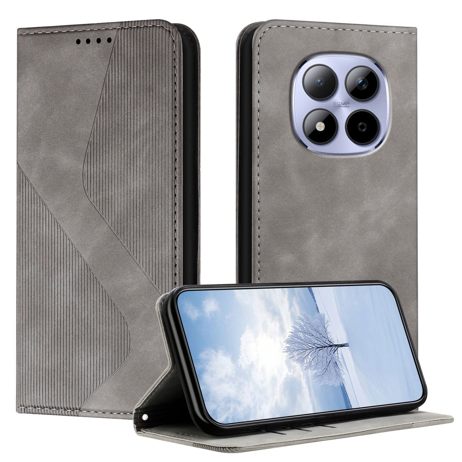 For Xiaomi Redmi Note 15 Pro 4G (Global) Phone Cover Skin-touch Feel Leather Wallet Case with Stand - Grey